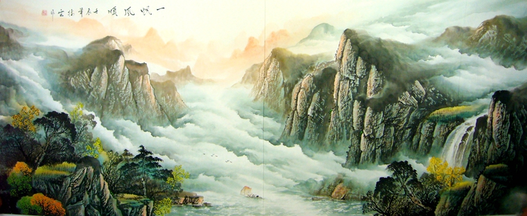 小八尺山水画